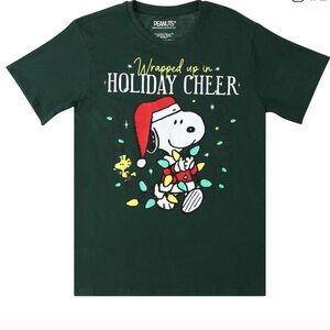 Peanuts Snoopy WRAPPED UP IN HOLIDAY CHEER Christmas Graphic Tee T-Shirt L